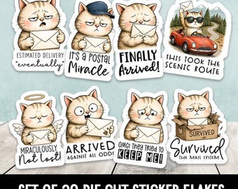 Snarky Mail Lieferung Katze Mixed Die Cut Sticker Flakes Set von 20