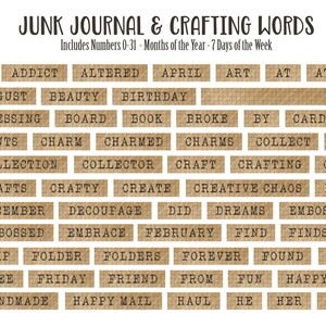 INSTANT DOWNLOAD DIGITAL Vintage Ephemera Junk Journal Words - Flip Tag Embellishments - Journal Page Wording