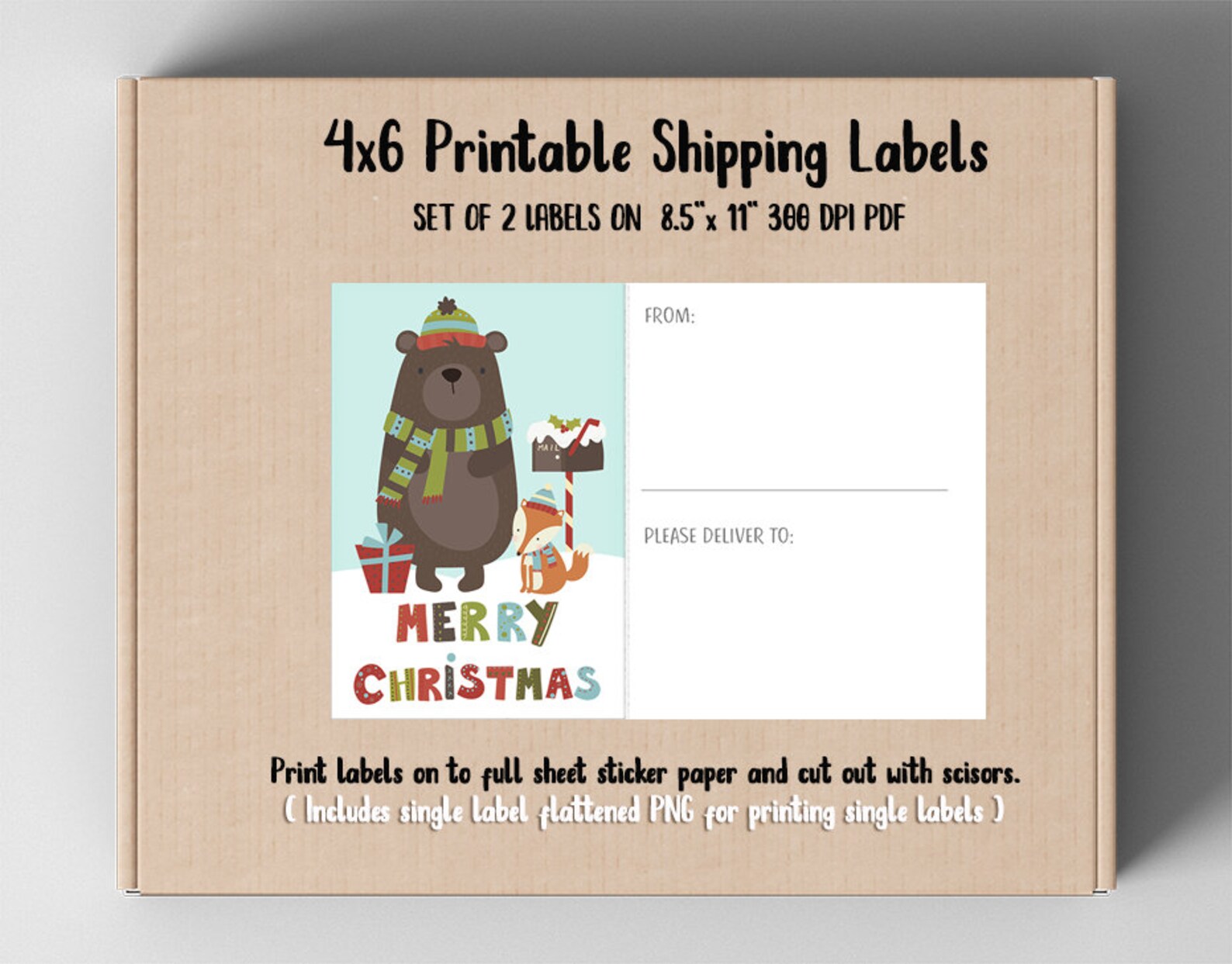 Printable 4x6 Christmas Shipping Labels Woodland Animals - Etsy