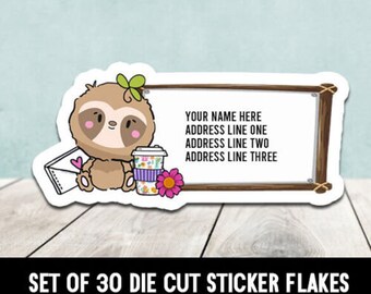 Custom Sloth Coffee Envelope Die Cut Address Labels