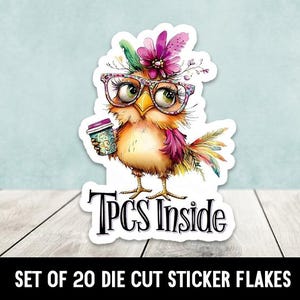 TPCs Inside Whimsical Chicken Traveling Postcards Die Cut Stickers - Set of 20