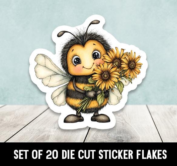 Adorable Bee Sunflower Die Cut Stickers Happy Mail - Set of 20 - Etsy