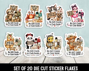 No se aceptan tarjetas de regalo ni efectivo. Set de pegatinas troqueladas con temática de animales variados para el día a día (20 unidades).
