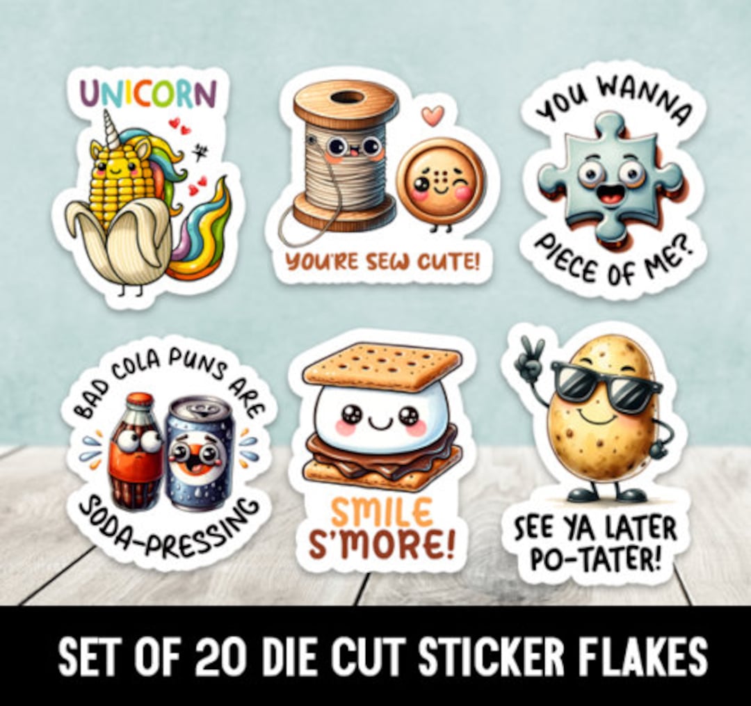 Fun Puns 7-12 Set Die Cut Stickers - Set of 20 - Etsy