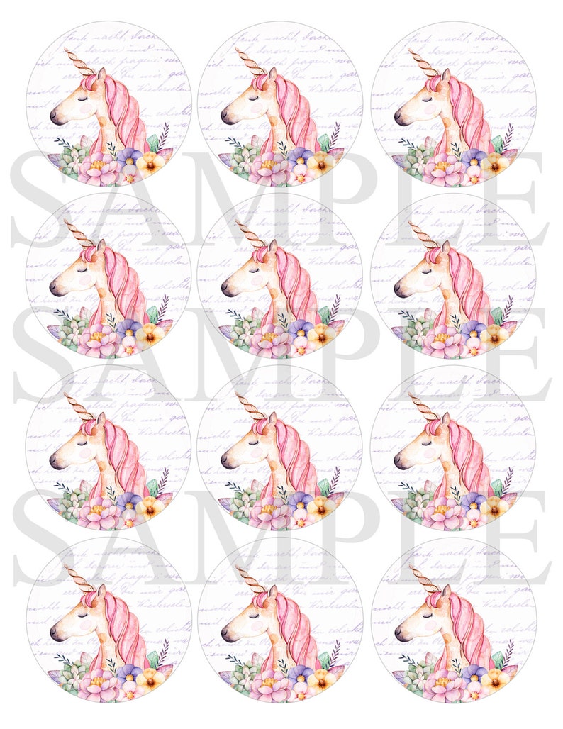 unicorn birthday party cupcake toppers tags stickers etsy