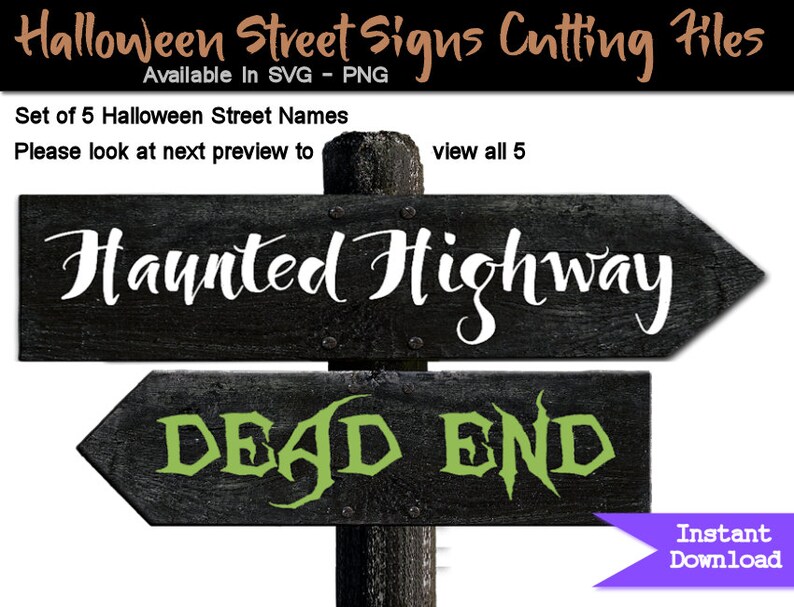 Halloween Street Sign Names SVG Cutting Files Set of 5 Titles Etsy
