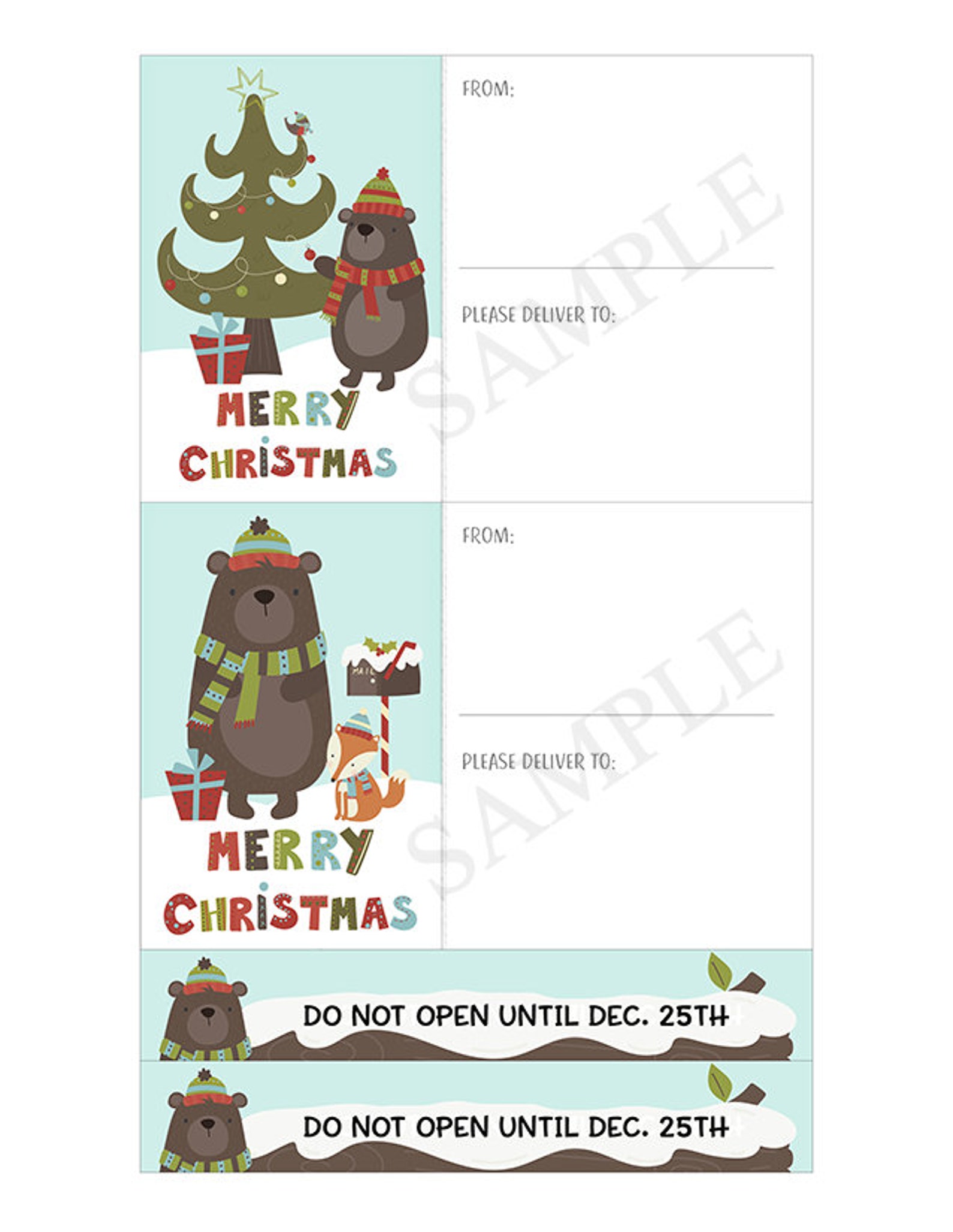 Printable 4x6 Christmas Shipping Labels Woodland Animals - Etsy