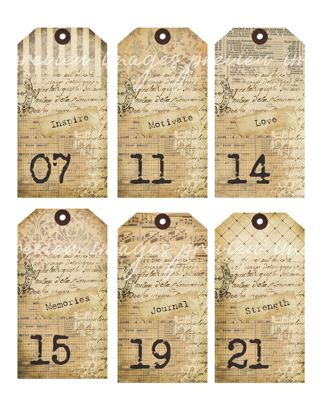 INSTANT DOWNLOAD DIGITAL Vintage Ephemera Tags - Junk Journal - Flip ...