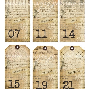 INSTANT DOWNLOAD DIGITAL Vintage Ephemera Tags - Junk Journal - Flip Tags - Stuffed Envelopes - Pocket Tags - Numbers