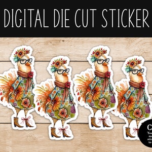 Wild and Wacky Lustiges Huhn v10 Digital Sticker - PNG Datei - Kommerzielle Nutzung Ok - Die Cut Sticker erstellen & verkaufen
