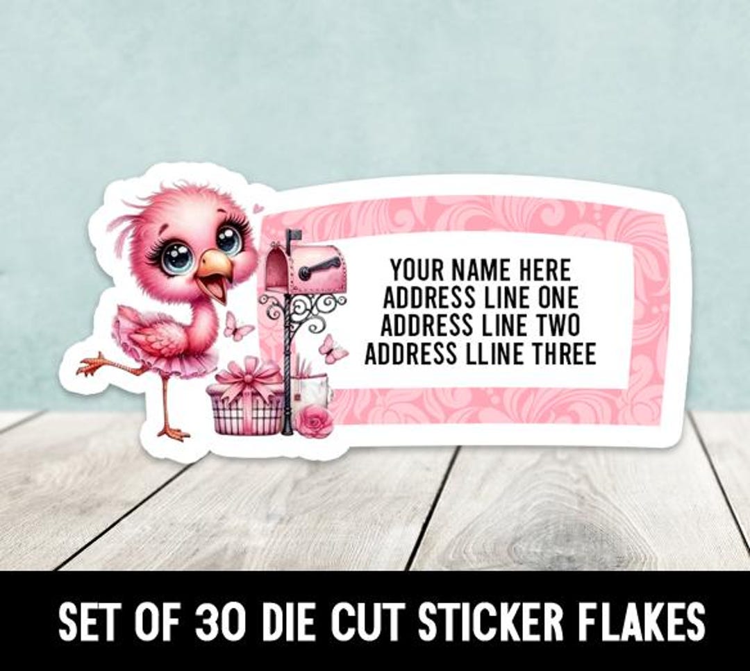 Flamingo at Mailbox Set of 30 Die Cut Address Labels - Etsy