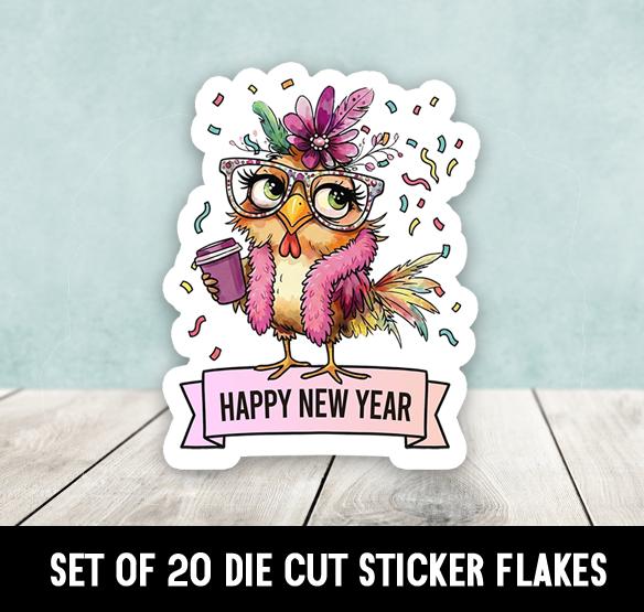 New Year Chicken Die Cut Stickers - Set of 20 - Business Stickers ...