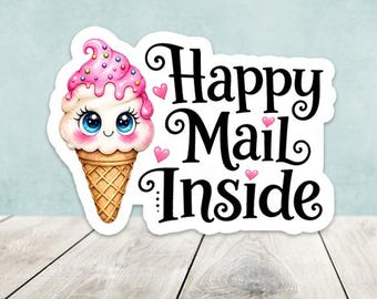 Set di 20 adesivi fustellati a forma di cono gelato estivo "Happy Mail Inside".