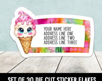 30 Adressaufkleber Sommer in Eistüte