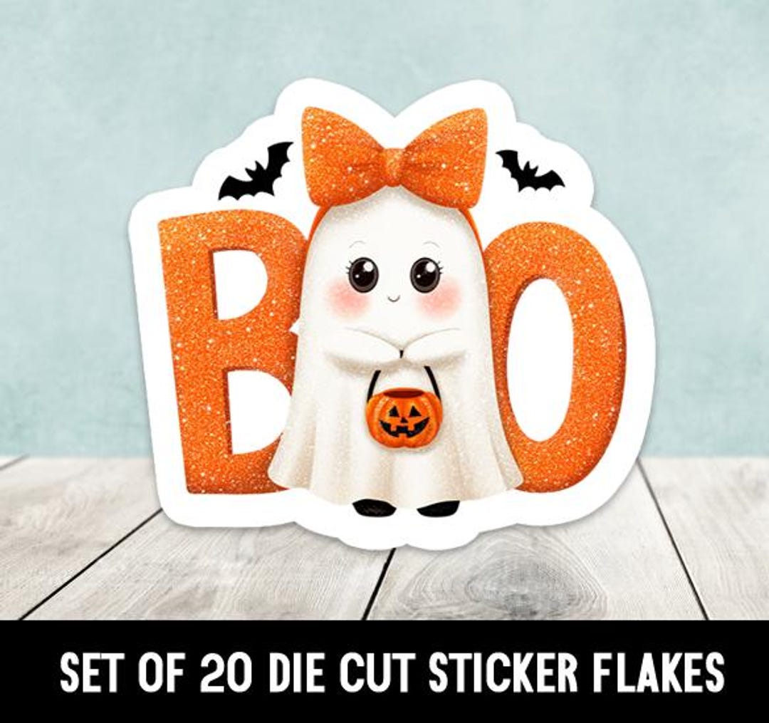Boo Bats Orange Ghost Halloween Die Cut Stickers - Set of 20 - Etsy