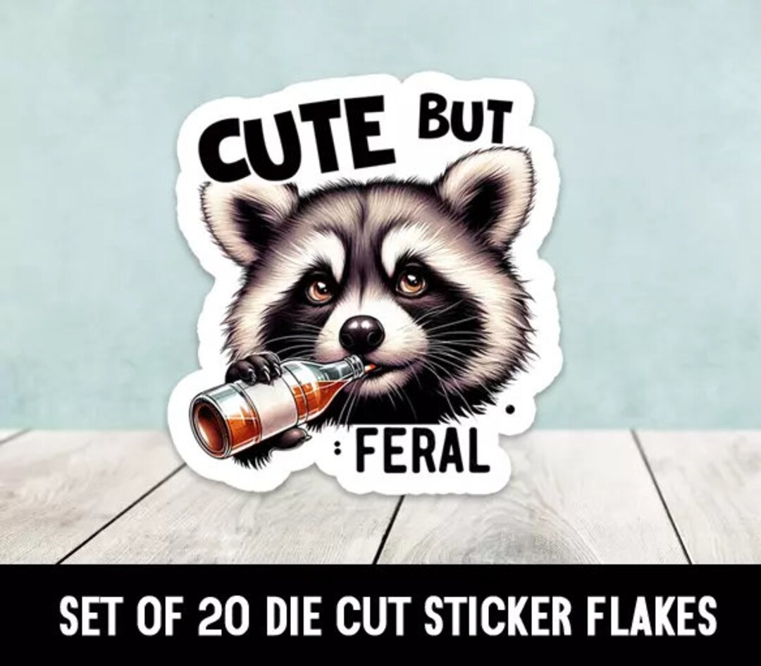 Cute but Feral Raccoon Die Cut Stickers Happy Mail - Set of 20 - Etsy