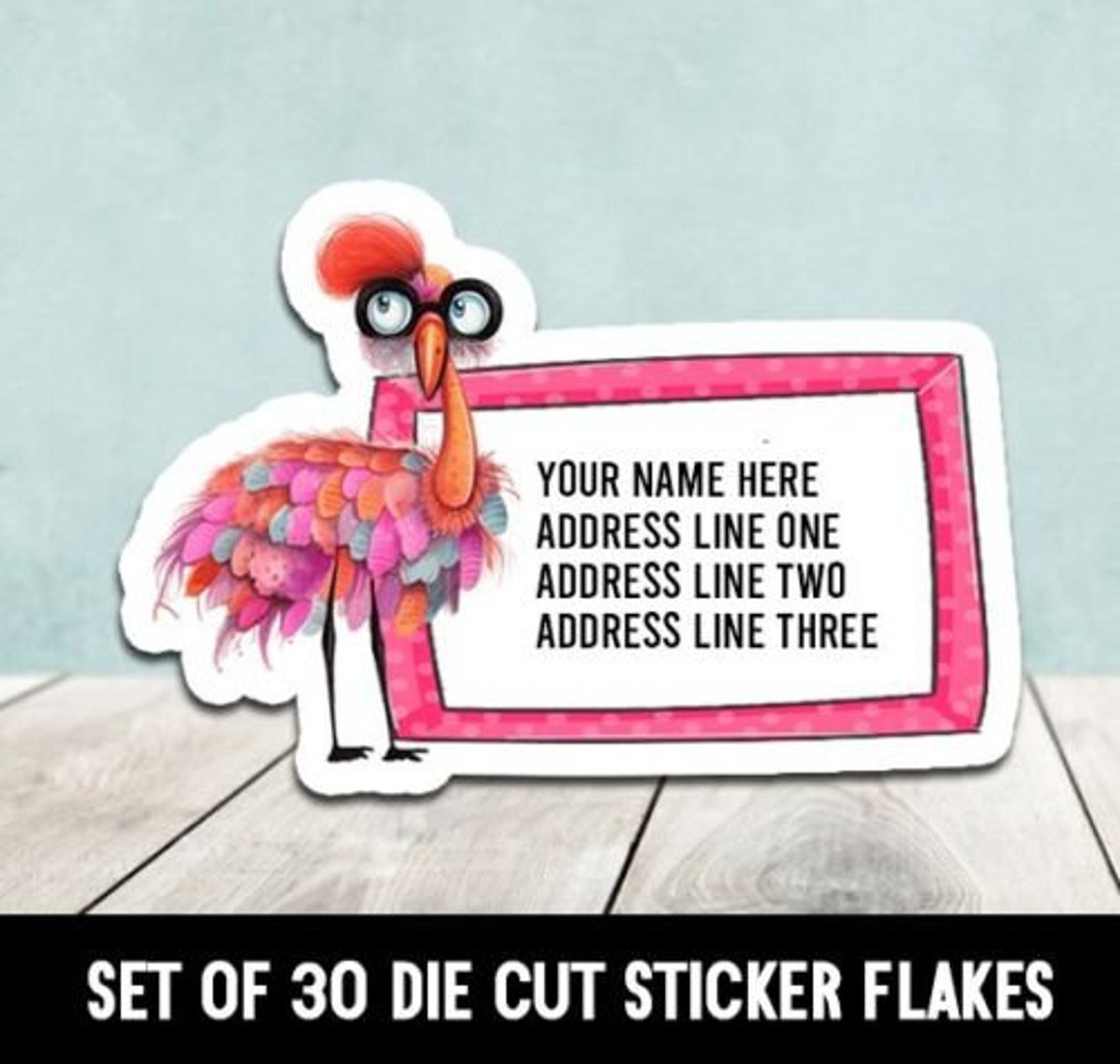 Funny Flamingo Set of 30 Die Cut Address Labels - Etsy