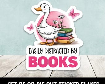 Easily Distracted By Books Duck Die Cut Stickers - Set of 20
