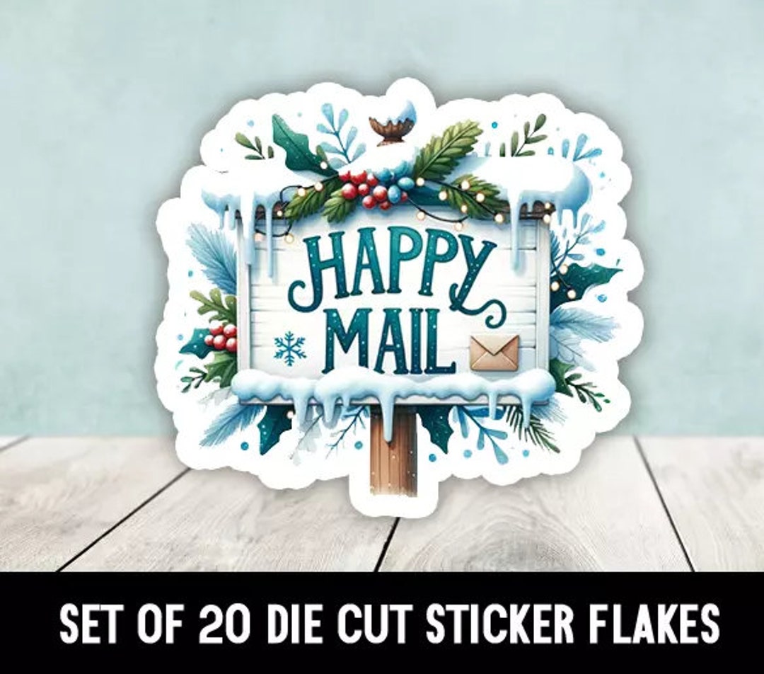 Winter Happy Mail Sign Die Cut Stickers Happy Mail - Set of 20 - Etsy