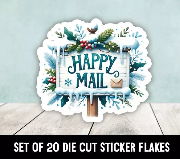 Winter Happy Mail Sign Die Cut Stickers Happy Mail - Set of 20 - Etsy