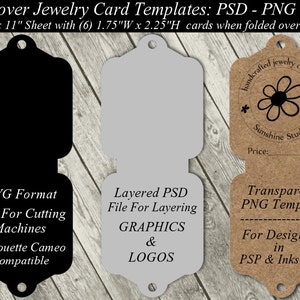 Jewelry Card Template Available In SVG Cutting File - Layered PSD - Transparent PNG - Fold Over Necklace Holder Cards - Instant Download