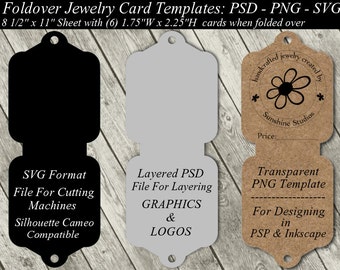 Schmuck-Karten-Vorlage verfügbar in SVG-Schnittdatei - PSD mit Ebenen - Transparentes PNG - Halsketten-Halter-Karten - Sofortiger Download