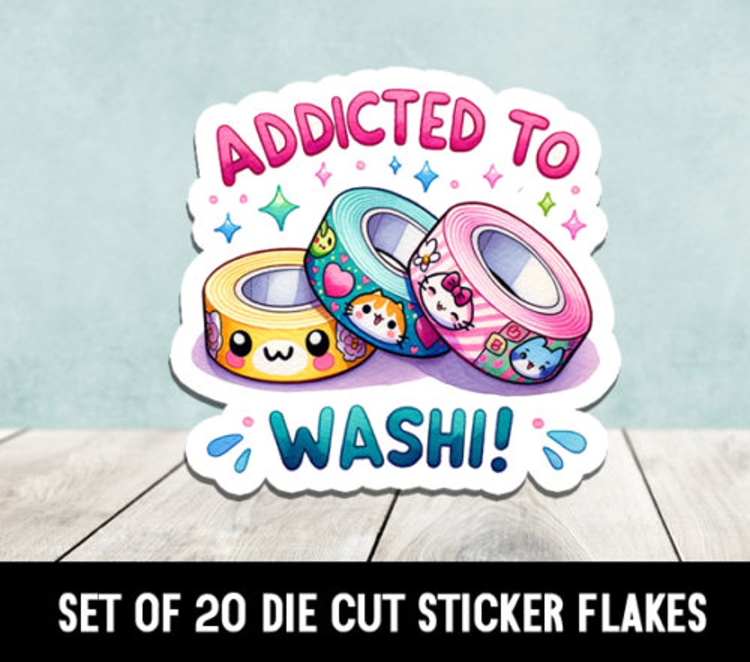 Kawaii Addicted to Washi Tape Die Cut Stickers Happy Mail - Set of 20 ...