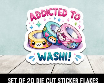Kawaii Addicted To Washi Tape Die Cut Stickers Happy Mail - Set of 20
