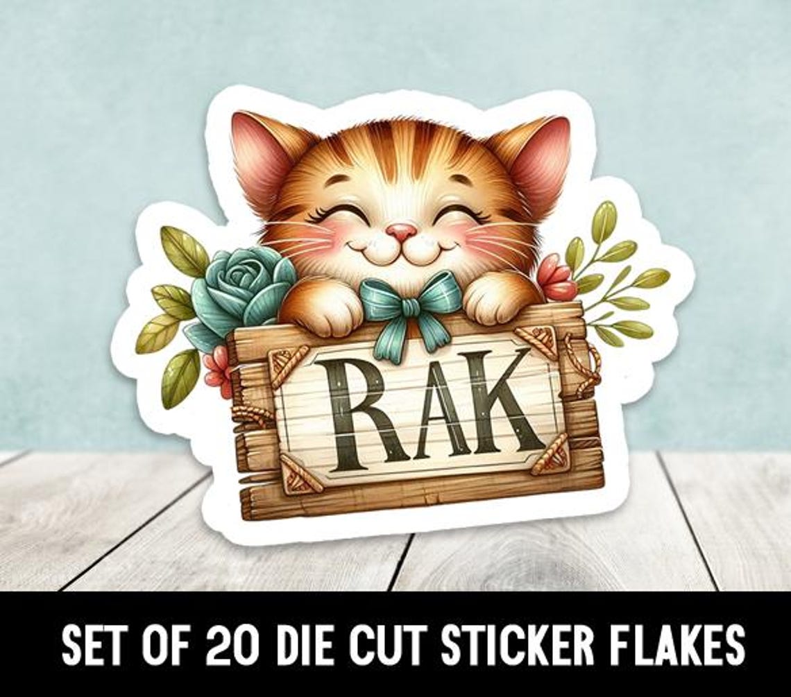 Sticker Di Rak Cute RAK Cat Die Cut Stickers - Set of 20 - Random Act of Kindness ...