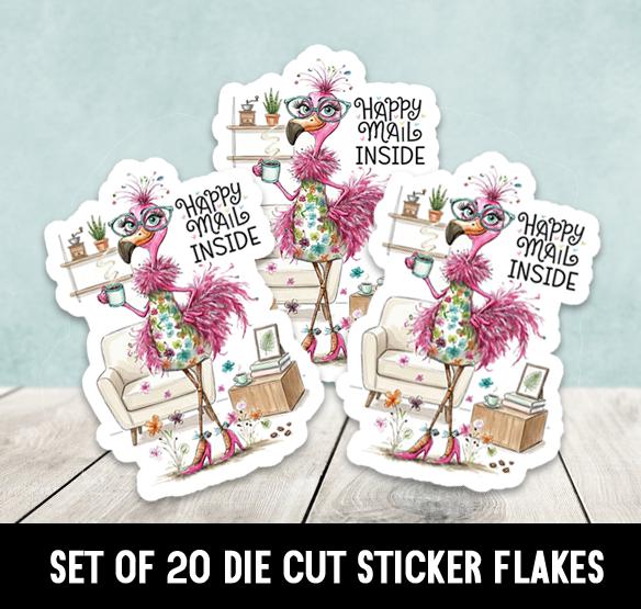 Cute Flamingo Happy Mail Inside Sticker Flakes Set of 20 - Etsy