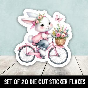 20 niedliche Hasen auf dem Fahrrad Osterkaninchen-Aufkleber Die Cut-Aufkleber - Set mit 20 Stück