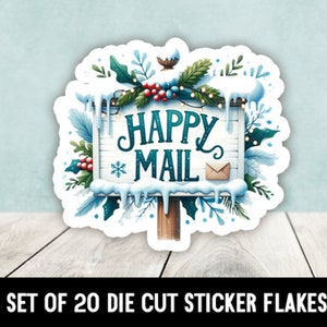 Winter Happy Mail Schild Die Cut Aufkleber Happy Mail - 20er Set