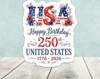 USA Happy Birthday 4th of July Theme Die Cut Stickers - Set of 20