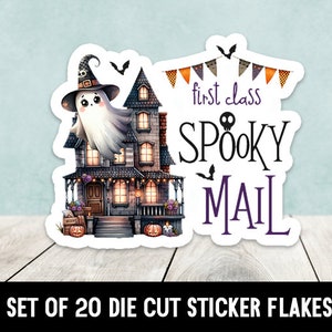Halloween Haunted House Spooky Mail gestanste stickers - cadeau voor haar hem - plannerstickers - penvriend - penvriend - cartoon heksslak