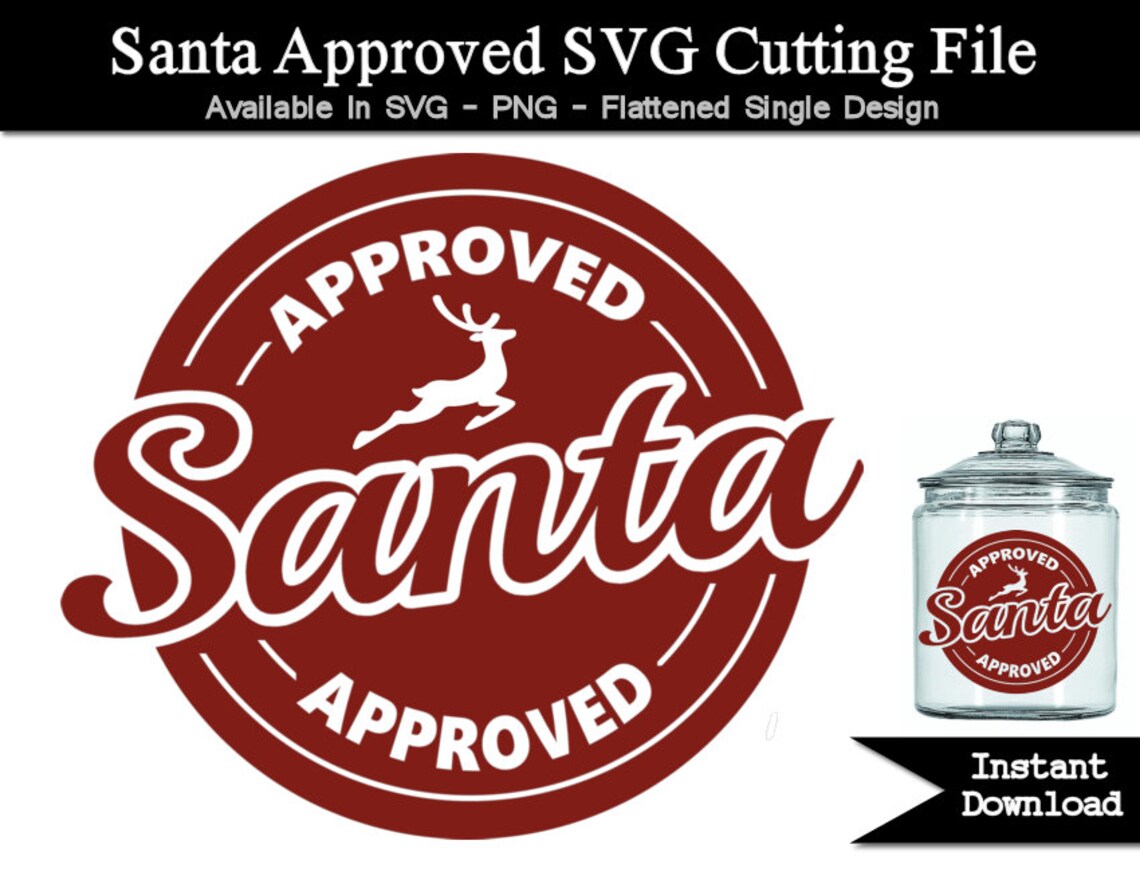 Santa Approved Christmas Stamp Cutting File SVG PNG | Etsy
