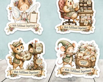 Wish Fulfillment Department gemengde set Fairy Chicken Cat Mouse Set van 20 gestanste stickers