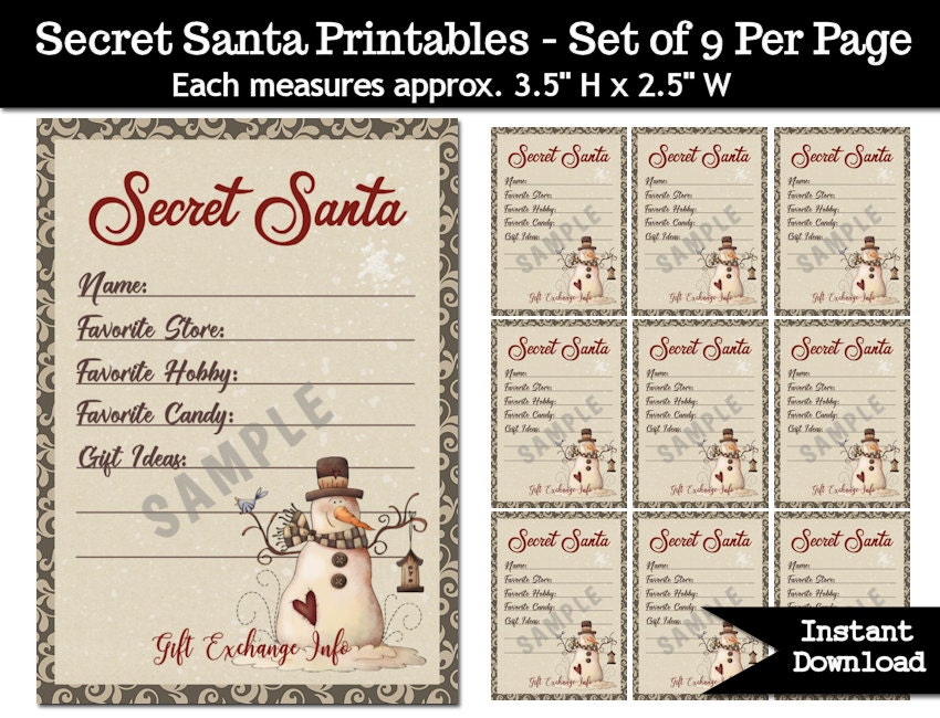 Handy image in secret santa printable forms Bewitching image regarding secret santa printable forms