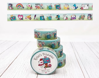 Whimsical Happy Mail Washi Tape 1 Roll 15mm x 10m