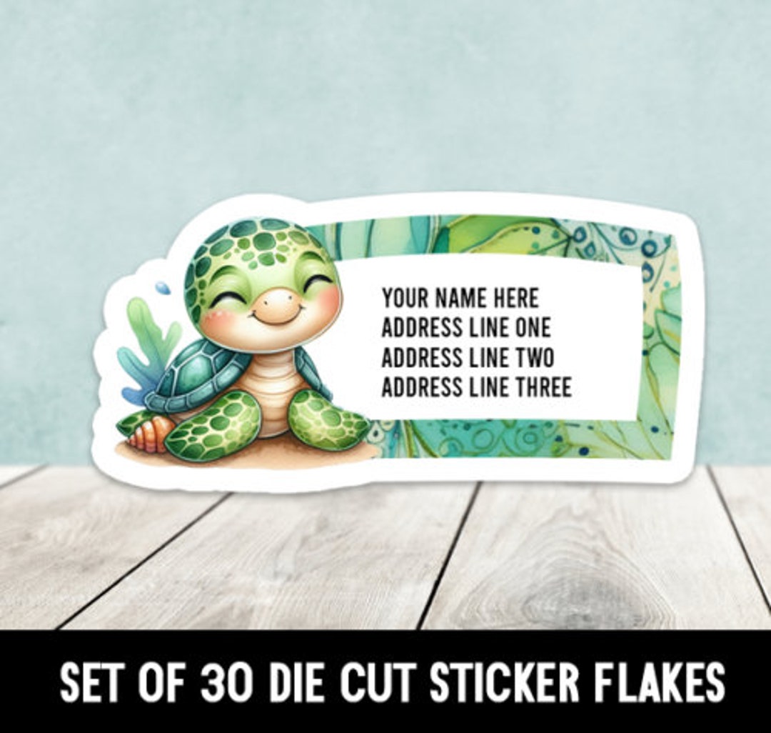 Slow Turtle Labels Sea Turtle Set of 30 Die Cut Address Labels - Etsy
