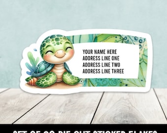 Sea Turtle Set of 30 Die Cut Address Labels