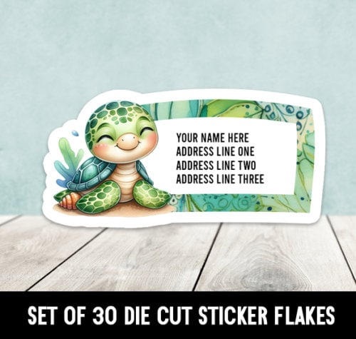 Turtle Labeles Sea Turtle Set of 30 Die Cut Address Labels - Etsy