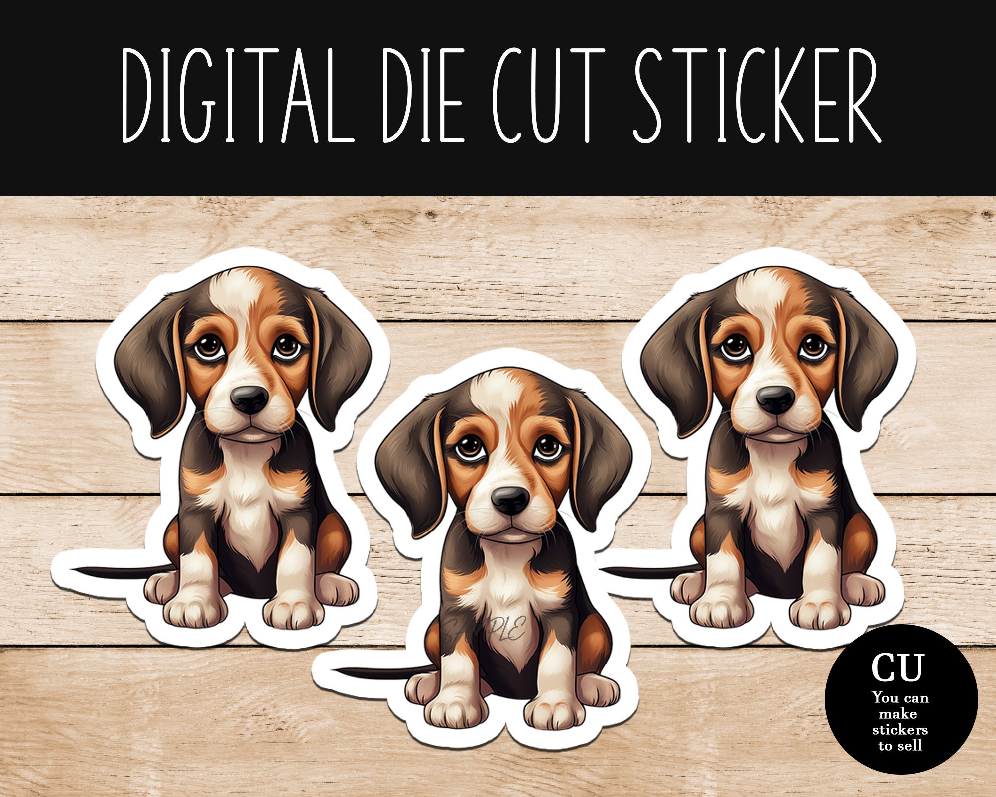 Okay Dog Sticker Adorable Beagle Puppy Sticker - PNG File - Commercial Use Ok -create ...