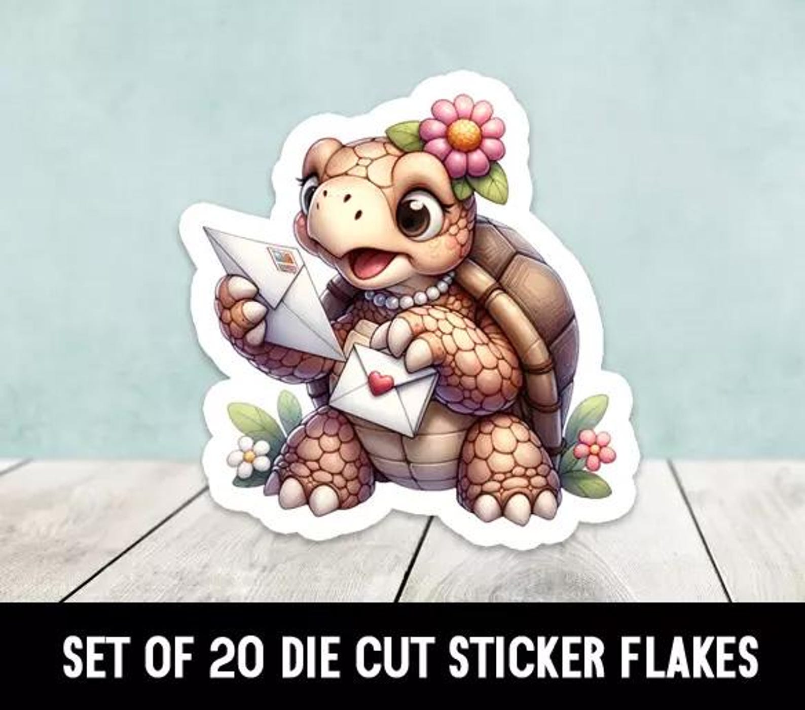 Happy Turtle With Letter Die Cut Stickers Happy Mail - Set of 20 - Etsy