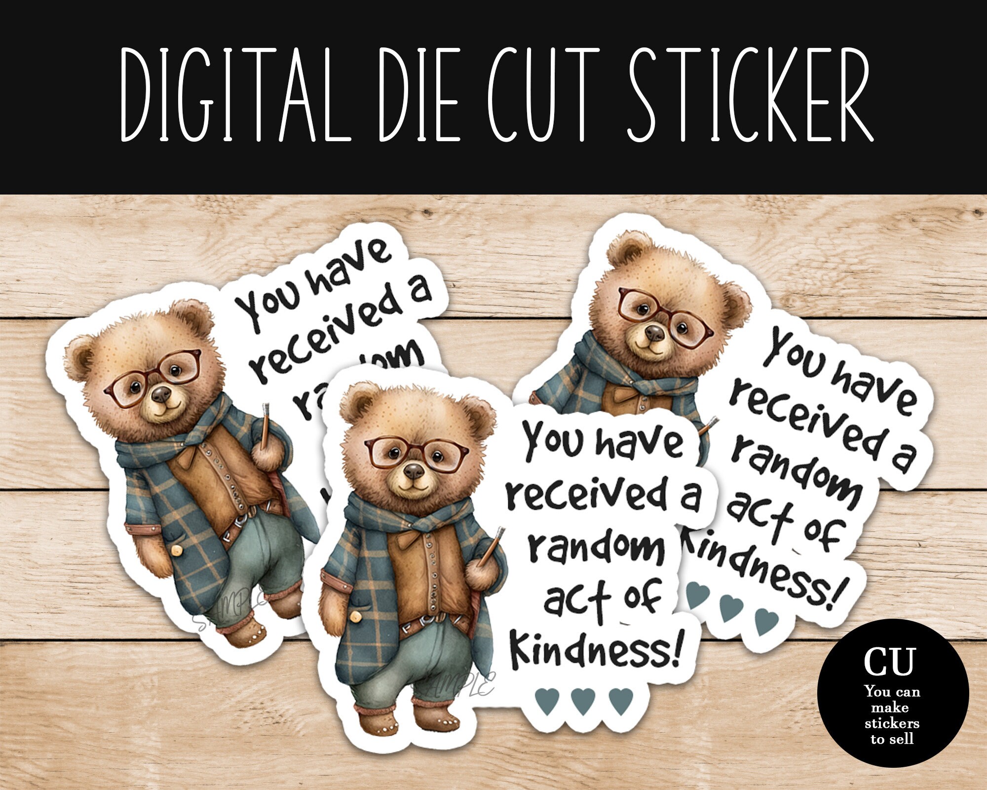 Adorable Bear RAK Sticker - PNG File - You Have Received A Random Act ...