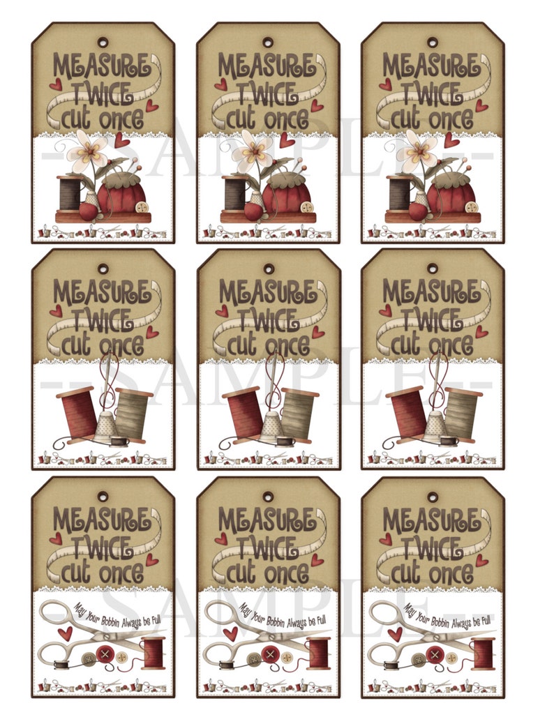 Printable Tags for Your Hand Sewn Items Pincushion Sewing Etsy