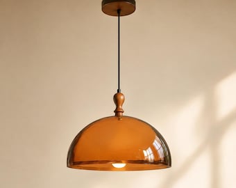 Bauhaus oranje hanglamp, retro acryl hanglamp, verstelbare amberkleurige kroonluchter, eetkamer- en keukenverlichting in mid-century stijl