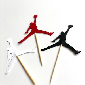 24 PCS Jordan Jumpman Cupcake Toppers, Birthday Party, Team Party, Basketball Party