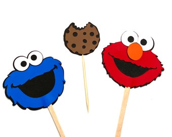 12 Pieces Cookie Monster Cupcake Topper