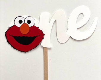 Red Cookie Monster Cake Topper- First Birthday Cake Topper, One Cake Topper