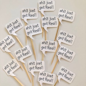 24 Pcs. Shit Just Got Real - Party Picks, Cupcake Toppers, Food Picks ...